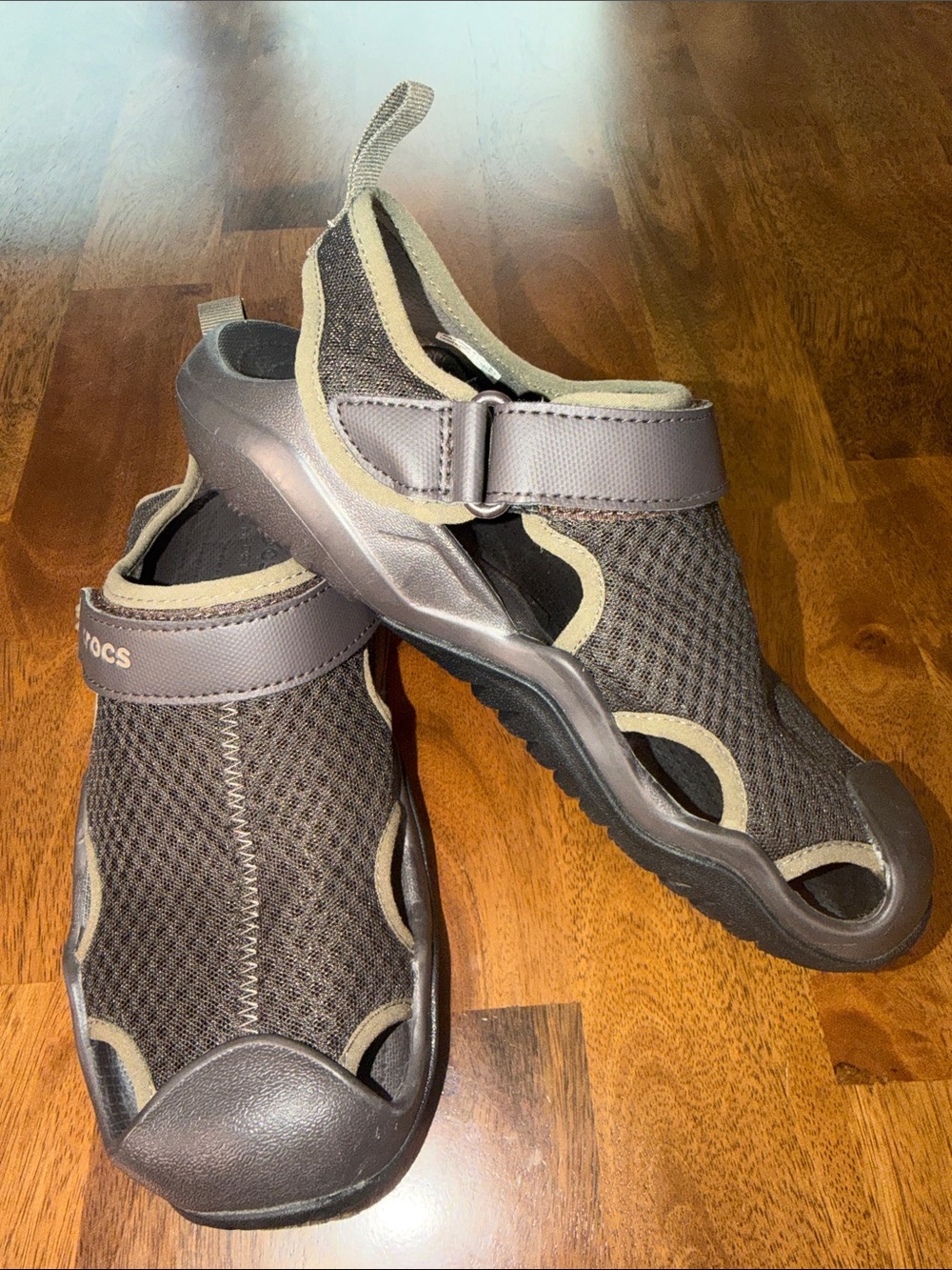 CROCS Swiftwater Men's Taupe and Beige Mesh Sport Slides